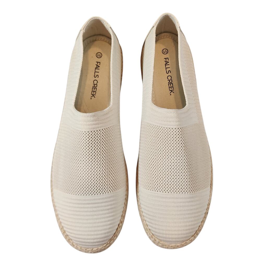 Falls‎ Creek Erin NWT Knit Slip-On Espadrille Flats Cream Size 11